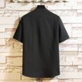 thumbnail image 4 of Two Piece Pants Sets Mens Two Piece Solid Cotton Linen Short Sleeve V Neck Tops and Shorts Set, 4 of 10