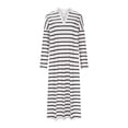 thumbnail image 3 of NJDVHB Robes d'Hiver pour Femmes, Robes Chandail Femmes, Robes de Vacances pour Femmes, Robe à Rayures pour Dames à Manches Longues Col à Revers Fente Latérale Décontractée de Plage Maxi, Blanc, TG, 3 of 4