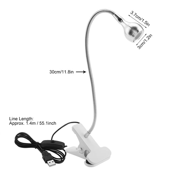 Adjustable LED Light Source, High Brightness Clip Desk Lamp with Gooseneck, USB Plug Design for Home Study Reading, Suitable for Beauty Parlor