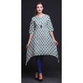 thumbnail image 3 of Bimba Hauts Imprimés Ikat Shibori Bleus pour Femmes Kurti Asymétrique Robe d'Été pour Filles Grand, 3 of 6