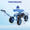 thumbnail image 3 of Costway Chariot de Jardin Chariot de Patio Siège de Travail à Roulettes avec Plateau Panier Poignée Extensible Bleu, 3 of 10