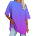 thumbnail image 1 of cfhntfmh Hauts Grande Taille pour Femmes Été Tunique Ample à Col Rond Blouse à Manches Courtes Basique Tendance T-Shirts Dégradés, 1 of 7