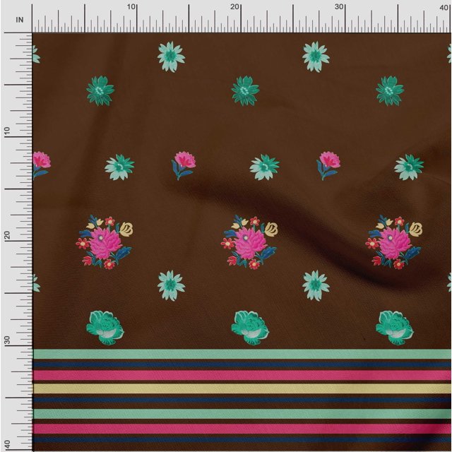 oneOone Cotton Flex Fabric Stripe & Floral Panel Print Sewing Fabric BTY 40 Inch Wide