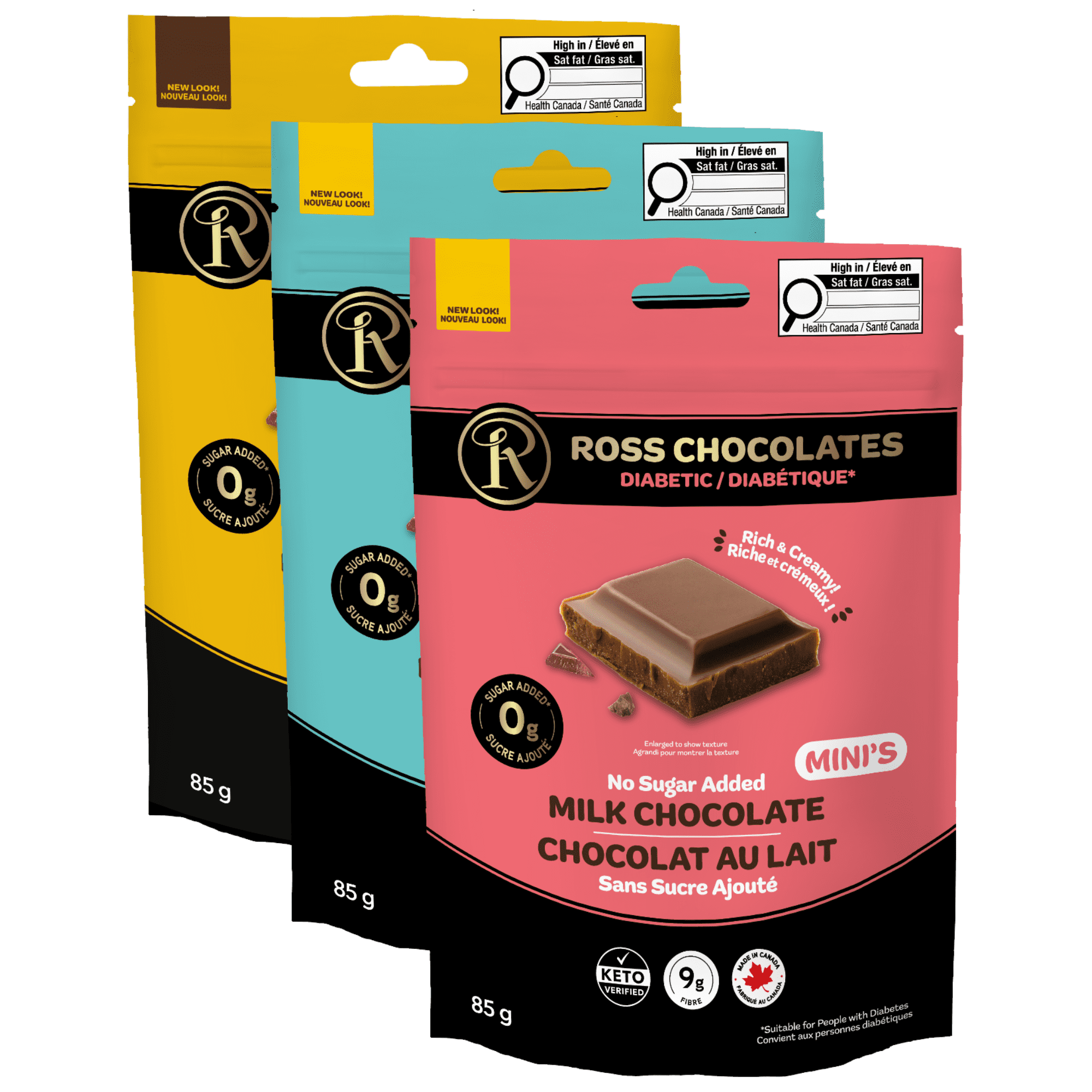 Ross Chocolates - Chocolate Minis No Sugar Added Variety Pack x3