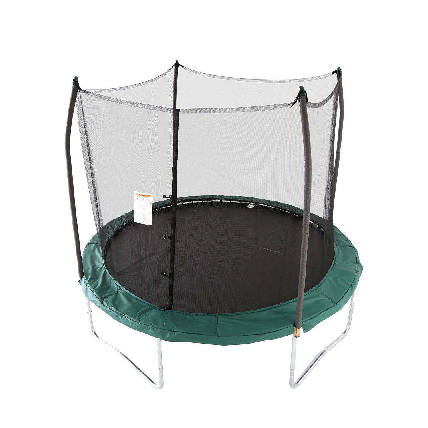 SKYWALKER TRAMPOLINES Trampoline d'extérieur rond de 10 pieds vert pour enfants avec filet de sécurité et coussin à ressorts, homologation ASTM, résistant à la rouille