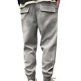 thumbnail image 3 of Pants for Men, Mens Fashion Drawstring Elastic Waist Solid Color Casual Sweat Length Pants, 3 of 6