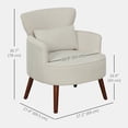 thumbnail image 3 of HOMCOM Upholstered Accent Chair with Wood Legs, Living Room Chair, Cream, 3 of 10