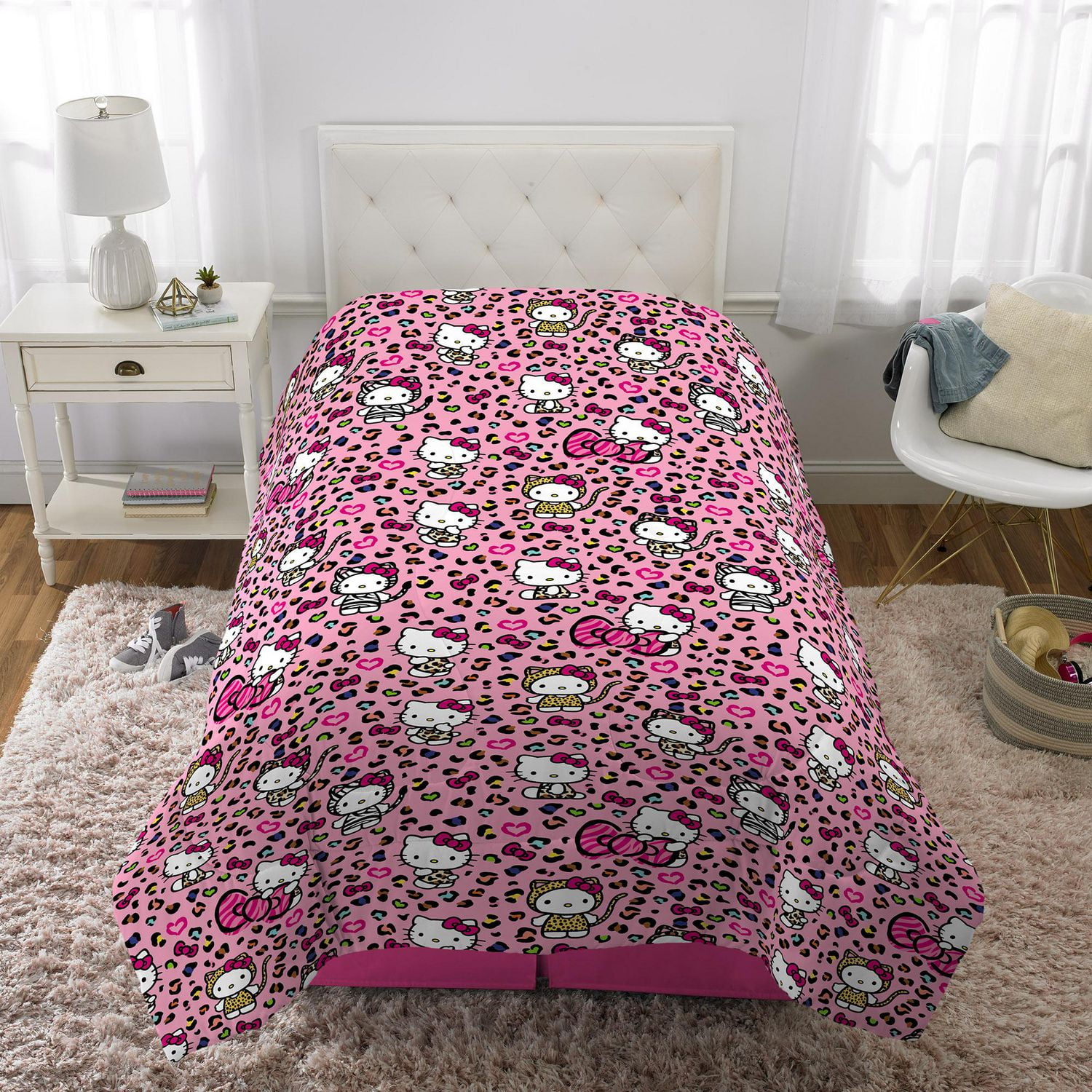 Édredon pour lit 1 place/double et taie d'orieller Hello Kitty "Wild Jungle"