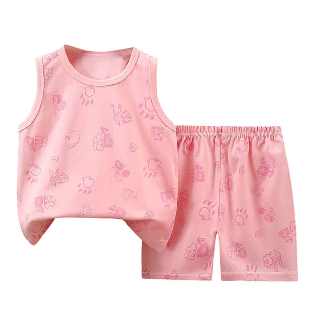 Hiiyo Infant Boys Summer Outfits Cartoon Print Soft Tank Top & Shorts Set, Sizes 3-9M