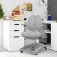 thumbnail image 4 of Gymax Chaise de Bureau pour Enfants Réglable en Hauteur et en Profondeur avec Roulettes à Frein d'Assise Gris, 4 of 10