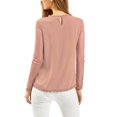 thumbnail image 3 of INSPIRE CHIC Blouses Décontractées pour Femmes à Col Rond en Dentelle Florale à Manches Longues en Chiffon Hauts TP Rose Foncé, 3 of 8