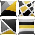 thumbnail image 1 of Set of 4 Throw Pillow Covers Modern Abstract Stripe Simple Geometric Acrylic Bold Decorative Pillow Cases Home Decor Square 16x16 Inches Pillowcases(Grey Yellow), 1 of 5
