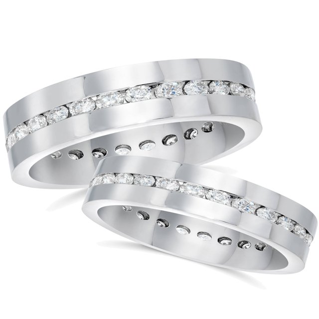 Ensemble de Bagues d'Éternité Assorties en Diamants 2 1/2 Ct en Or Blanc 14 K