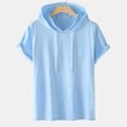 thumbnail image 1 of EGNMCR T-shirts pour Hommes Hommes Décontracté Uni Mode à Capuche Chandail à Manches Courtes T-Shirt de Sport Haut, 1 of 3