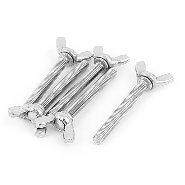 Unique Bargains 5 Pcs Vis de Tête Papillon en Forme d'Aile Filetage M6 en Acier Inoxydable 304