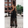 thumbnail image 1 of POGLIP Robe Maxi Noire en Dentelle à Dos Croisé pour Femme, 1 of 6