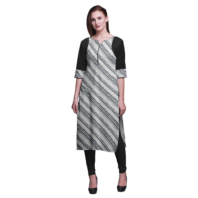 Bimba Robe Tunique Droite en Coton Imprimé pour Femmes Vêtements Indiens Imprimés-Moyen