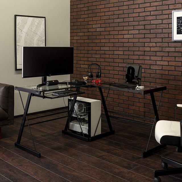 Bureau de Jeu d'Angle en Forme de L avec Plateau pour Clavier d'Ordinateur