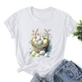 thumbnail image 1 of EGNMCR T-Shirt de Pâques Chemises pour Femmes Imprimé de Pâques T-Shirt Décontracté Imprimé à Manches Courtes pour Femme Haut T-Shirt à Manches Courtes Col Rond Hauts/chemises T-Shirts pour Femmes, 1 of 3
