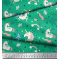 thumbnail image 2 of Soimoi Green Poly Georgette Fabric Unicorn & Rainbow Nature Print Sewing Fabric Yard 42 Inch Wide, 2 of 5