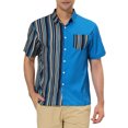 thumbnail image 1 of INSPIRE CHIC Men's Shirts Short Sleeve Summer Cotton Patchwork Button Down Shirts M Sky Blue, 1 of 6
