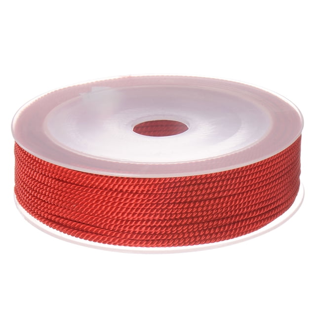 Unique Bargains Twisted Nylon Twine Thread Beading Cord 1.5mm 20M/65 Feet Extra Strong Braided Nylon String, Red