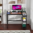 thumbnail image 4 of FDW L-Shaped Gaming Desk 39 Inch Corner Desks, Reversible Side Storage Shelves Metal Frame PC Work Table for Home Office Dorm Sturdy Writing, Black, 4 of 7