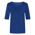 thumbnail image 5 of cfhntfmh T-Shirts à Manches 3/4 pour Femmes, Décontractés, Amples, Col Ras du Cou, Été, Mignons, Tuniques Unies, 2025, 5 of 5