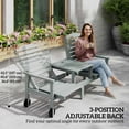 thumbnail image 4 of Outsunny Outdoor Bench Loveseat with 3-Position High Back and Wheels, Grey, 4 of 10