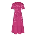thumbnail image 4 of Ovzne Robes pour Femmes 2025 Robe d'Été Mode pour Femmes Manches Longues Col Rond T-Shirt Imprimé Blouse Ample Robe Grande Taille Robe Maxi Manches Courtes Imprimée Liquidation, 4 of 5