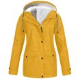 thumbnail image 1 of Aqestyerly Women Raincoat Windproof Hooded Jacket Outdoor Solid Color Lightweight Rain Jacket With Pockets, 1 of 5