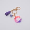thumbnail image 2 of Hangs Pendant 2 Resin Glittering Letter Keychain with Color Stitching Flowing Design Purple Drop Glue English Character Key Chain, 2 of 5