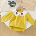 thumbnail image 1 of Cowsor Girls Soft Ribbed Peter Pan Collar Bow T-Shirt Sweet and Ribbed Knit Casua Cute Tops, 1 of 7