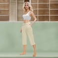 thumbnail image 4 of Plebaso Capri Pants for Women Drawstring Cropped Wide Leg Pants Lightweight Lounge Yoga Capris with Pockets, 4 of 7