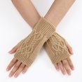 thumbnail image 2 of Ladies Warm Knit Fingerless Gloves Convertible Mittens Fashion Flowers, 2 of 5