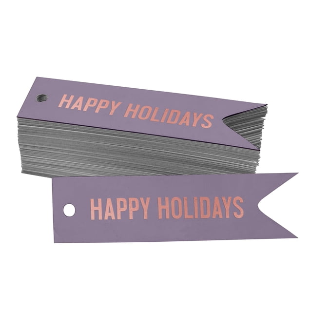 Inkdotpot Pack Of 100 Happy Holiday Favor Paper Tags Craft Real Rose Gold Foil Hang Tags