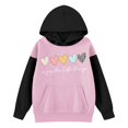 thumbnail image 4 of FAOWME Child Long Sleeve Color Matching Printed Letters Hooded Sweatshirts Pullover Tops Pink 11-12 Years, 4 of 4