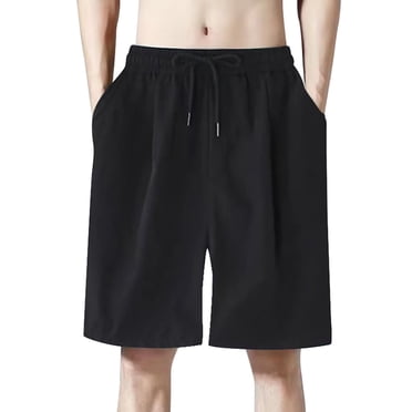 Ketyyh-chn99 Shorts de Basketball pour Hommes 2024 Été Shorts de Gym pour Hommes Shorts Décontractés pour Hommes Coton à Cordon Été Plage Extensibles Shorts de Golf Noir,3TG