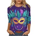 thumbnail image 1 of Penkiiy Blouse Carnaval Manches 3/4 Chemise de Printemps Quotidienne Tee Imprimé Masque Blouse Mardi Gras Col Rond 2024 Tee Tunique Habillée TG Multicolore, 1 of 5