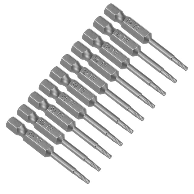 Unique Bargains 10pcs 50mm 1/4' Hex Shank T7 Magnetic Torx Head Screwdriver Bit S2