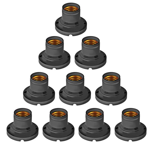 MesaSe 10pcs E27/E26 Conversion Flat Lamp Holder Base Screw Converter High Temperature Resistant Lamp Base