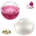 thumbnail image 1 of CHOK Onion Garlic Keeper Set  Clear Lid Reusable Refrigerator Food Shape Container Saver for Full Leftover Onion Garlic, 1 of 7