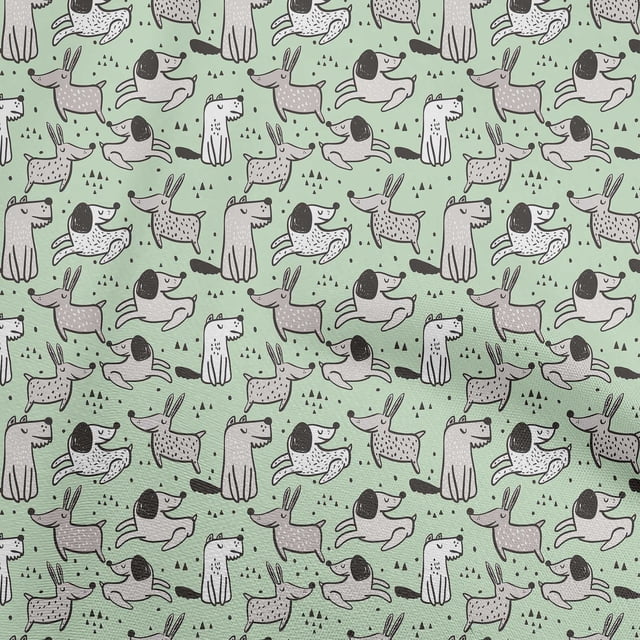 oneOone Polyester Lycra Mint Green Fabric Dog Sewing Craft Projects Fabric Prints By Yard 56 Inch Wide