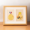 thumbnail image 2 of ZheElen Medal Photo Frame Holder Preserve Memories In Style Photo Frame Storage Wooden Medal Photo Display 10 inch double hole, 2 of 6