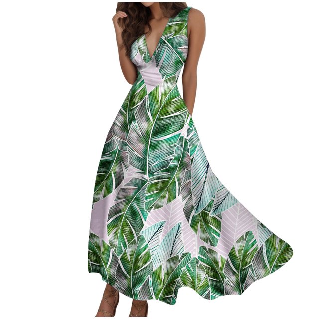 TJAZFJPA Robe Orange Mode pour Femmes Printemps et Été Imprimée Sans Manches à Col en V Style à Fermeture Éclair Latérale Robe (5) Robe Froncée Robe Leggings pour Femmes