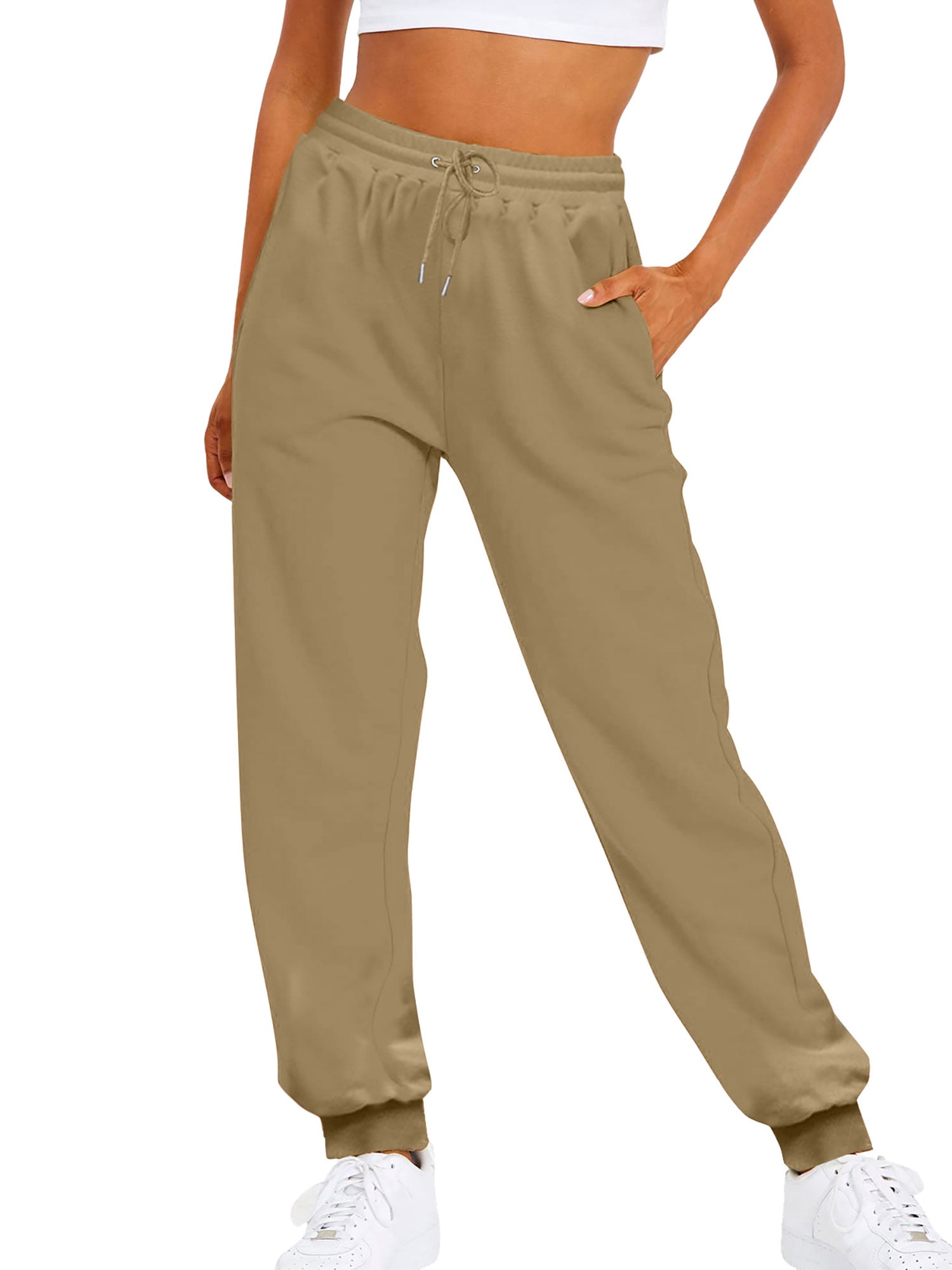 Innerwin Trousers Solid Color Ladies Bottoms Holiday Straight Leg Lounge Sweatpants Dark Brown 2XL