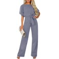 thumbnail image 4 of Kcodviy Combinaison Pantalon en Dentelle Unie pour Femmes, Boutonnée, à Manches Courtes, Col Roulé, Manches Longues, Combinaison pour Femmes, 4 of 6
