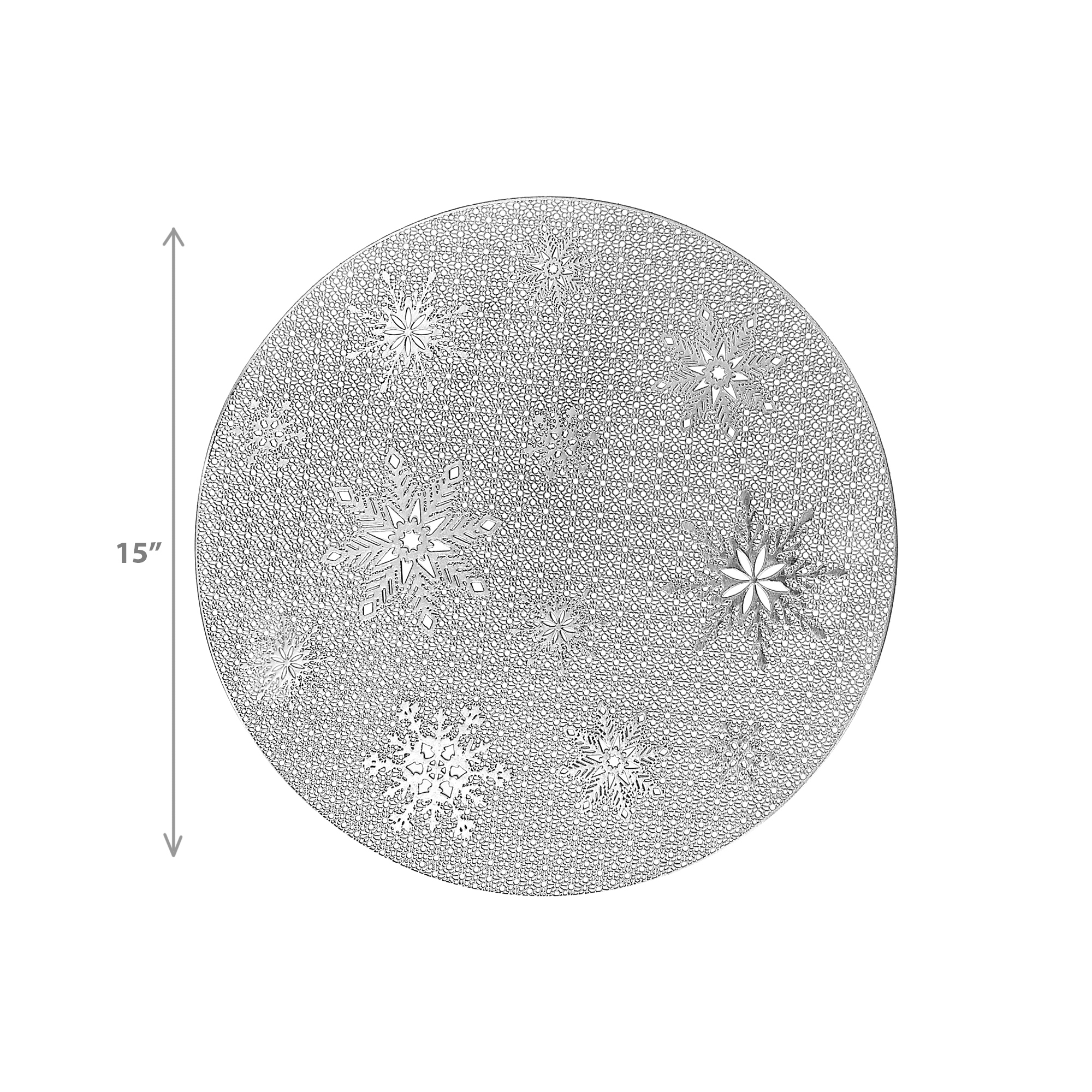Set De Table Rond En Pvc Découpé Motif Flocon De Neige (Argent) - Lot De 12