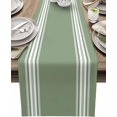 thumbnail image 1 of Sage Green Stripes Cotton Linen Table Runner 13x72 Inches, Burlap Cloth, Machine Washable, Perfect for Dining Room Coffee Holiday Party Wedding Events, 1 of 1