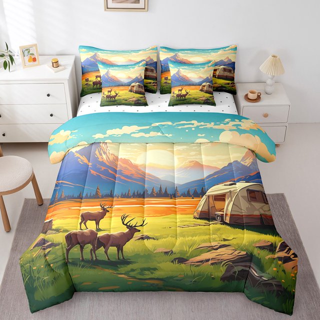 YST Ensemble de Douillette Aventure Faune 7 Pcs Lit en Sac, Format Grand Lit, Polyester